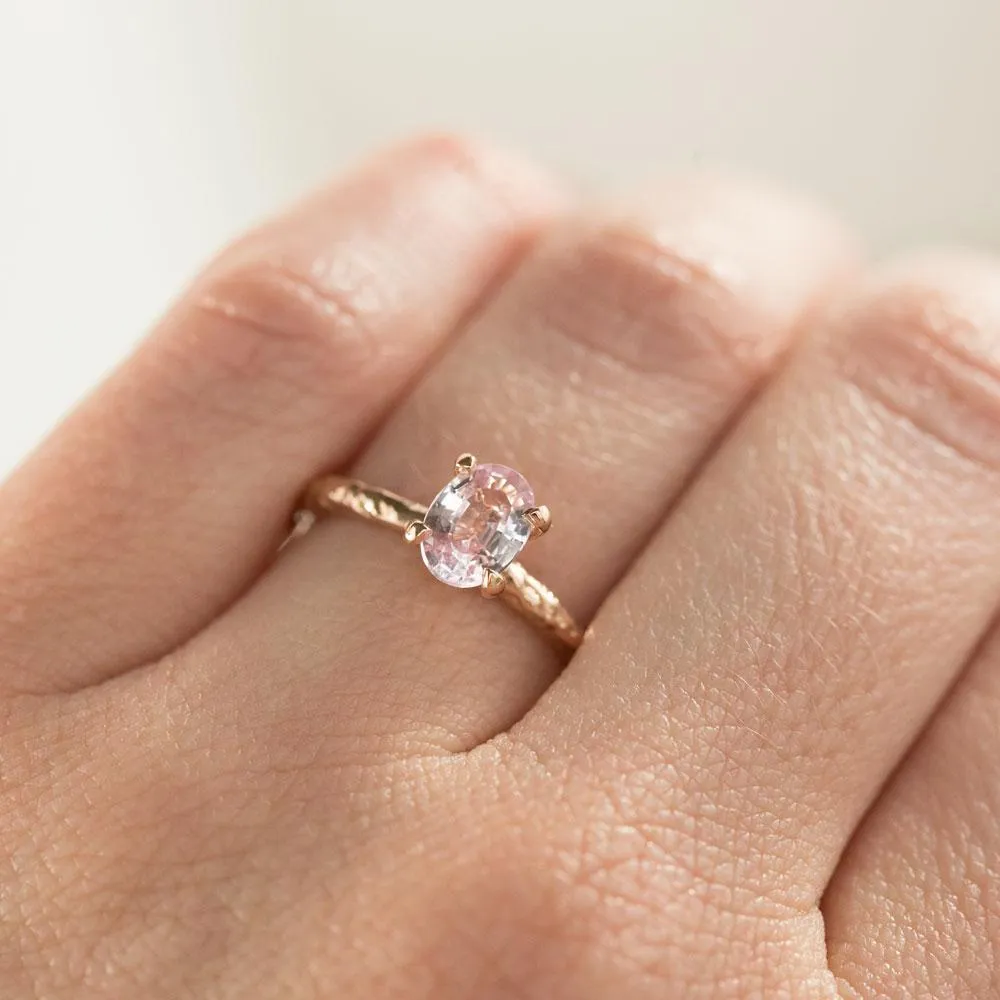 0.93ct Oval Pink Sapphire in 14k Rose Gold Evergreen Solitaire Ring