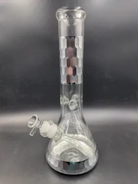 14 7mm Glass Diamond Cut Design Beaker