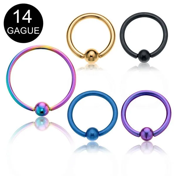 14GA Titanium Plated Over 316L Surgical Steel Captive Hoops