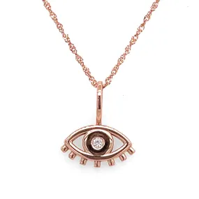 14K Rose Gold Evil Eye Necklace with Diamond - RN2001KP