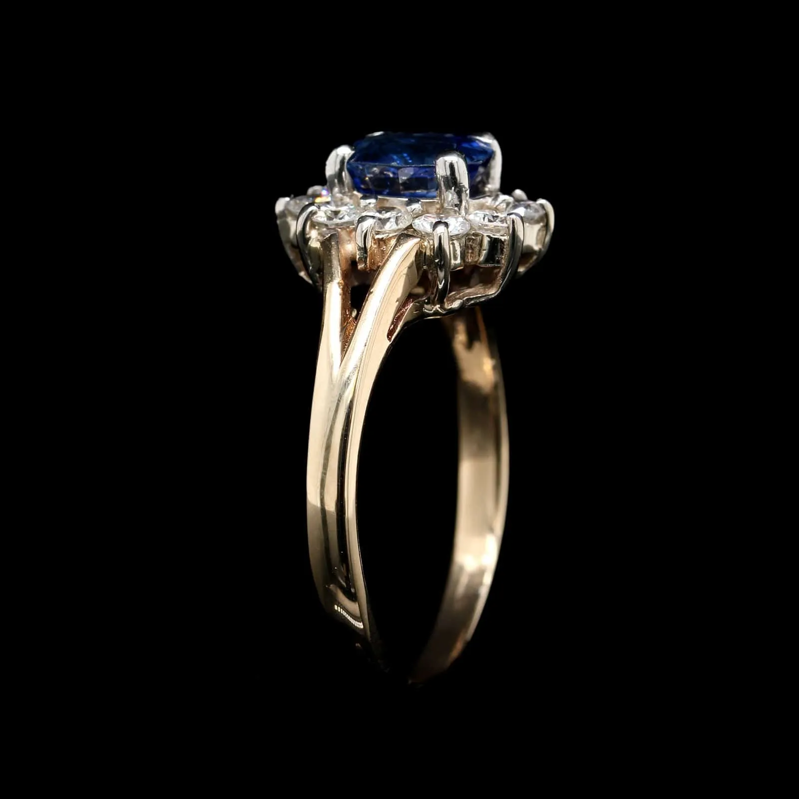 14K Two-tone Gold Estate Sapphire and Diamond Ring