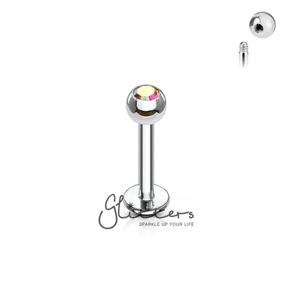 16GA 316L Surgical Steel  Labret with Press Fit Gem 3mm Ball