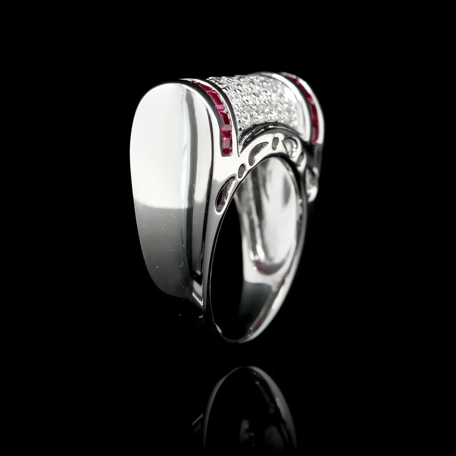 18K White Gold Estate Ruby and Diamond Ring