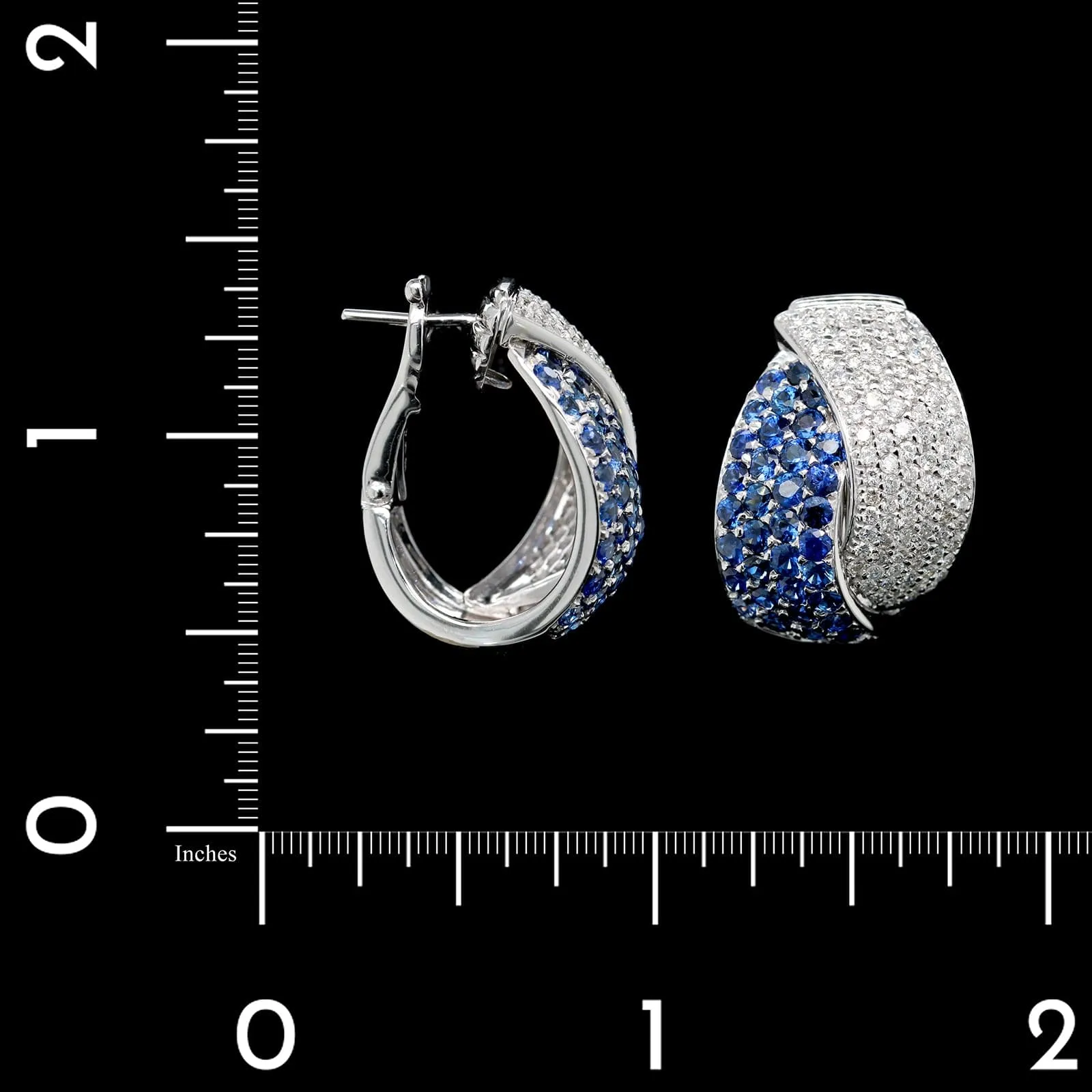 18K White Gold Estate Sapphire and Diamond Earrings