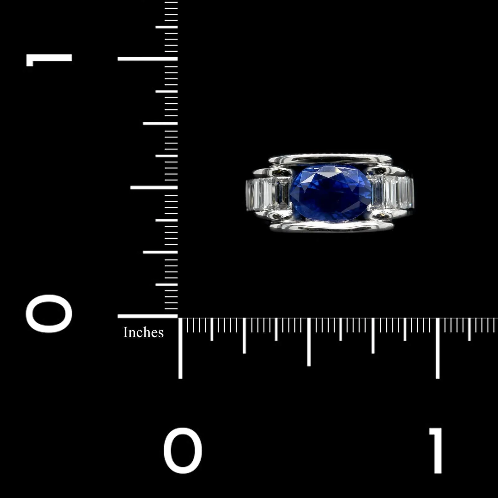 18K White Gold Estate Sapphire and Diamond Ring