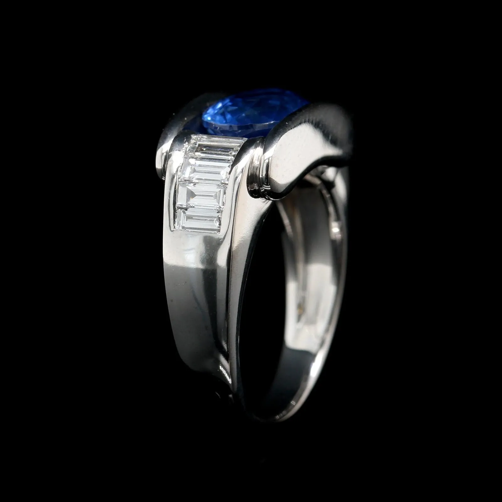 18K White Gold Estate Sapphire and Diamond Ring