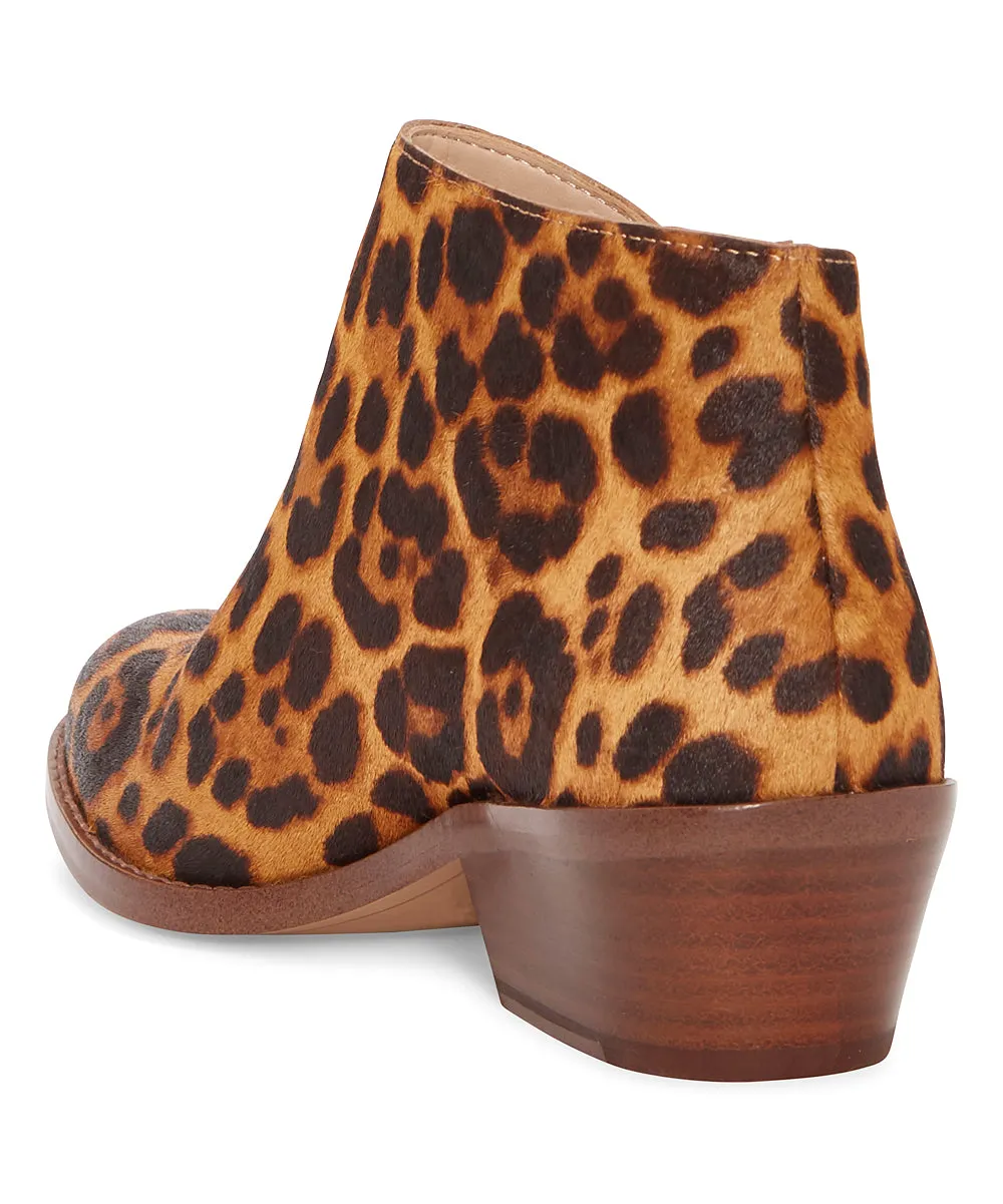 1.State Rosita Leather Boot Brown Multi Leopard Low Cut Designer Ankle Booties