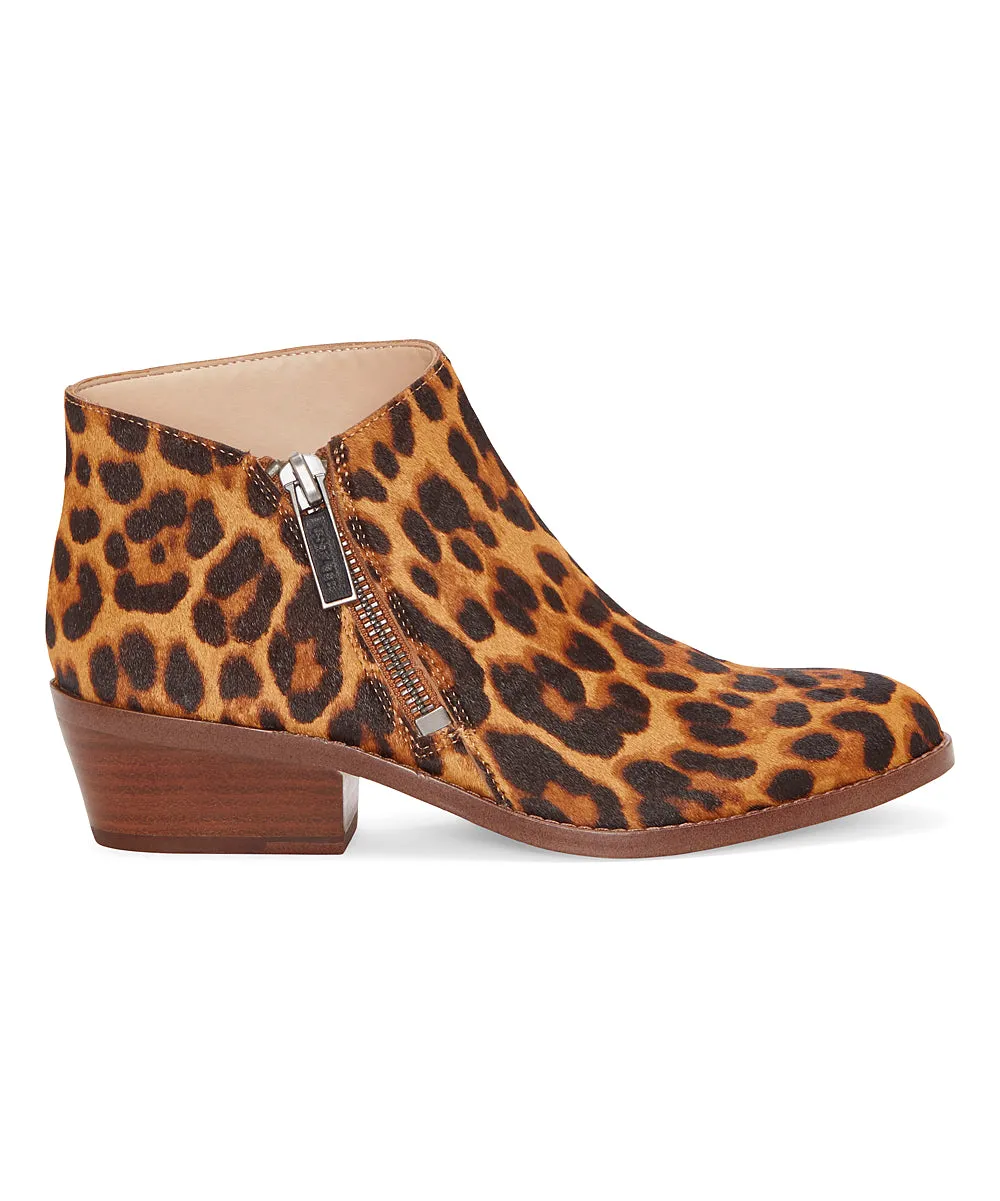 1.State Rosita Leather Boot Brown Multi Leopard Low Cut Designer Ankle Booties