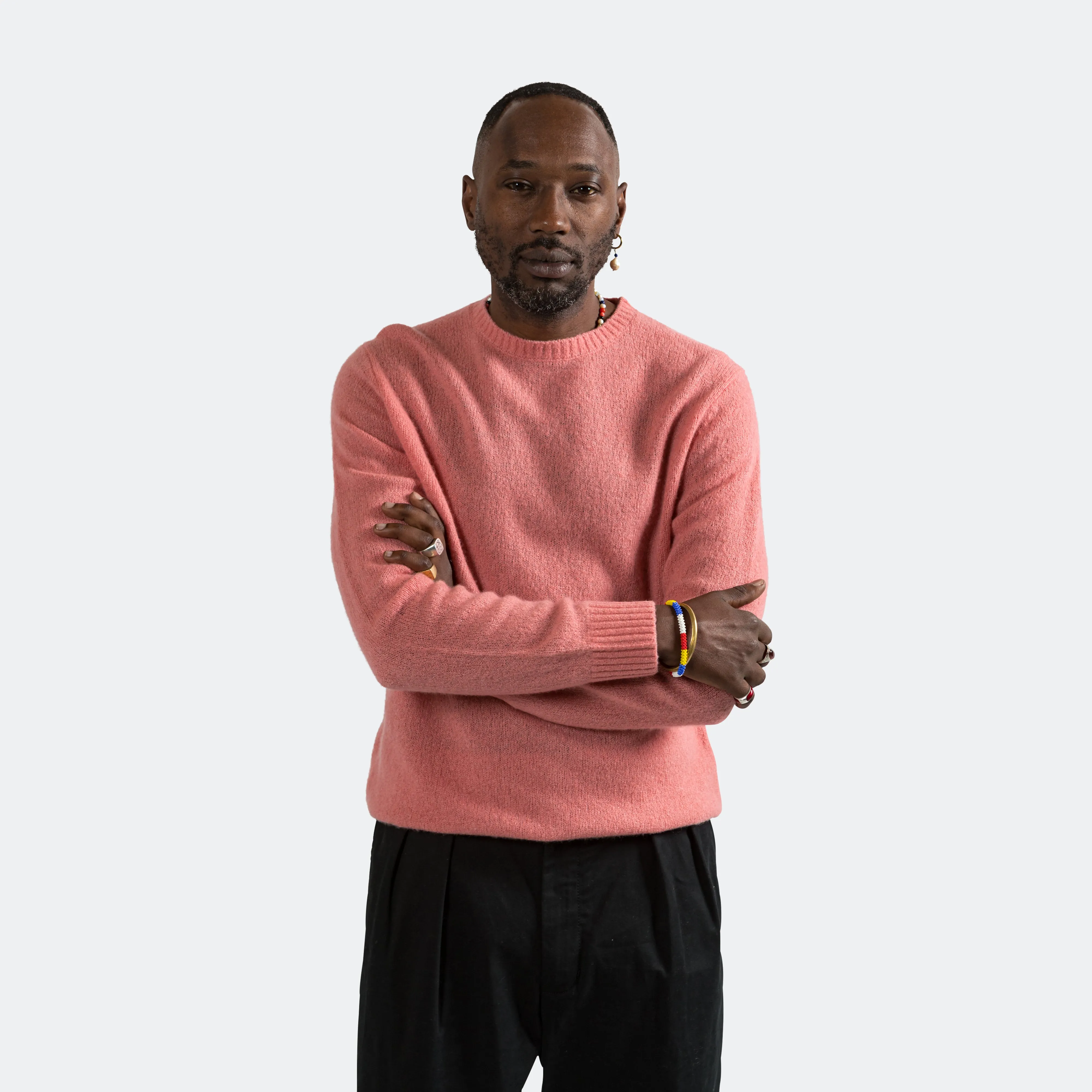 7G Cashmere/Silk Crew - Pink