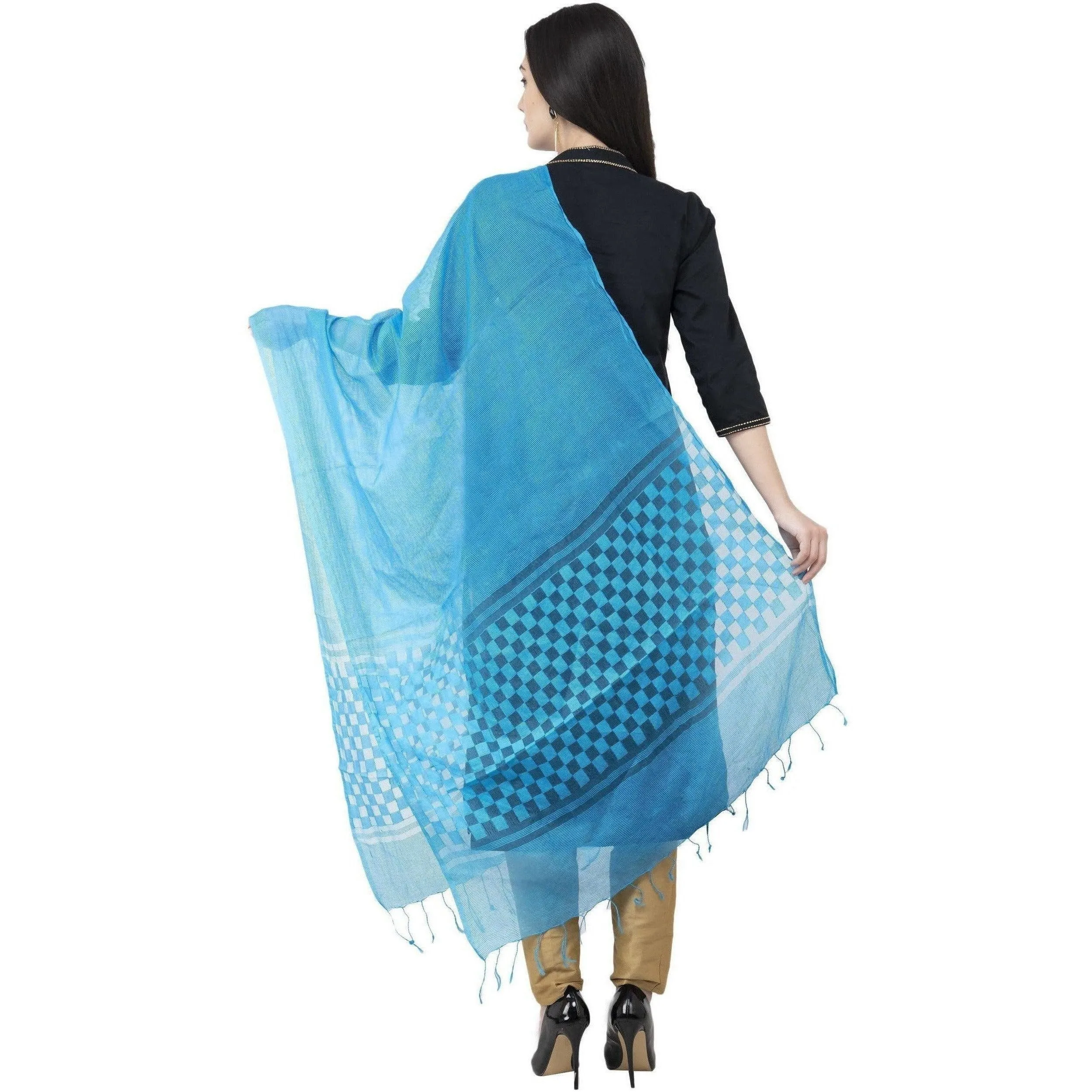 A R Silk Buta Cutting Regular Dupatta Dark Firozi Color Dupatta or Chunni