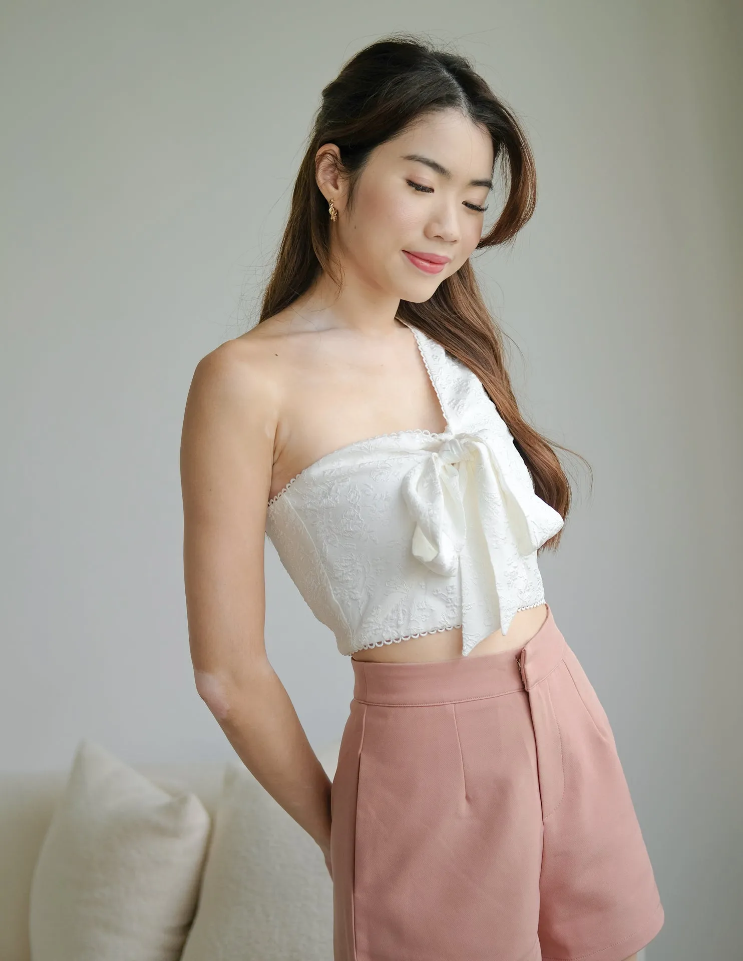 Abigail Jacquard Top in White