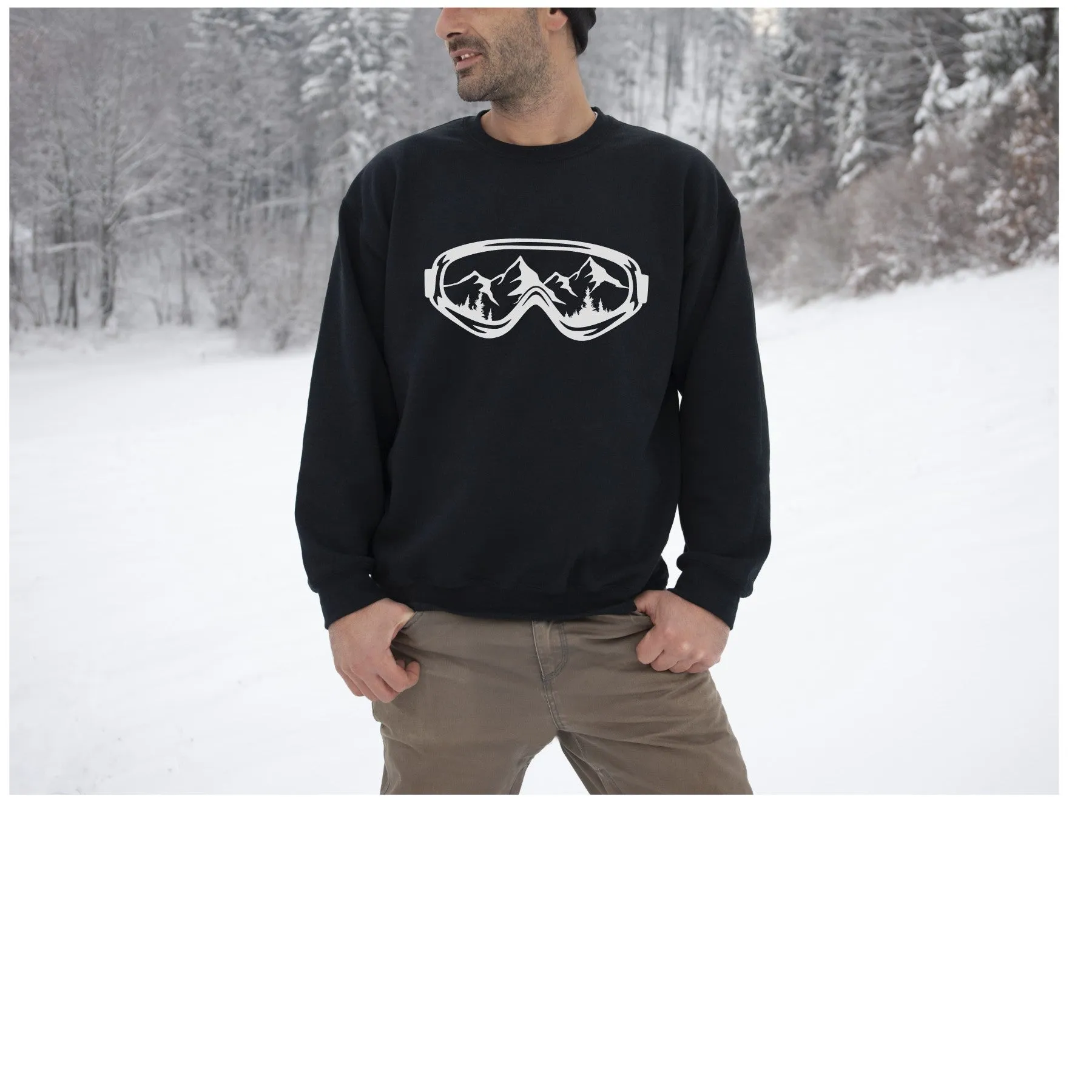 Adult Unisex Ski or Snowboard School Sweatshirt in Black