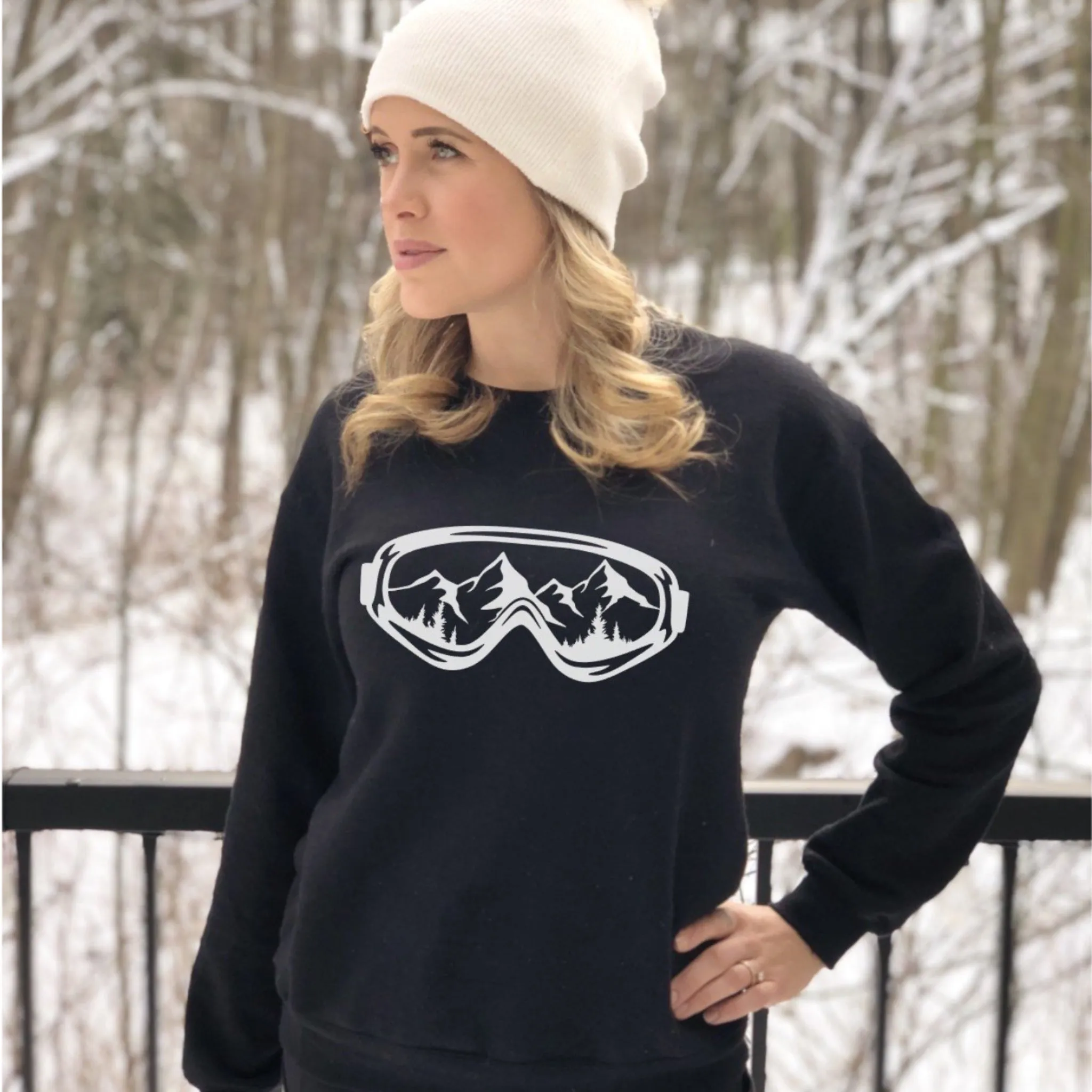 Adult Unisex Ski or Snowboard School Sweatshirt in Black