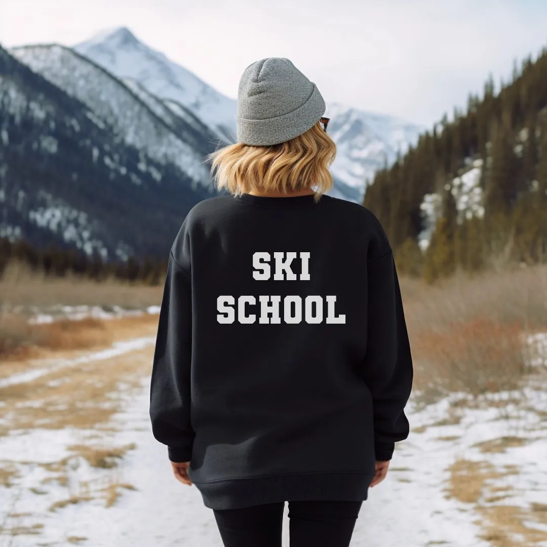 Adult Unisex Ski or Snowboard School Sweatshirt in Black