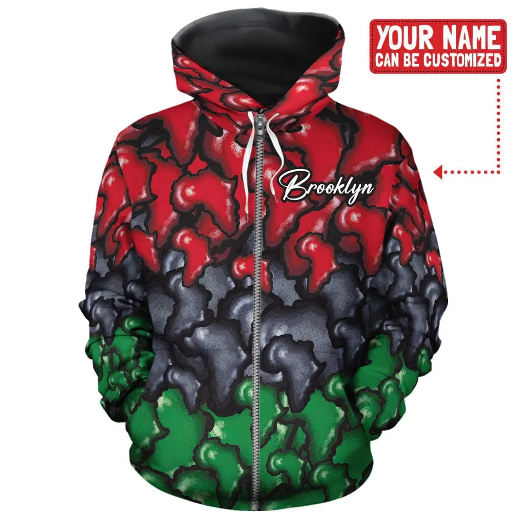 Africa-Shaped In Pan-African Colors All-over Hoodie