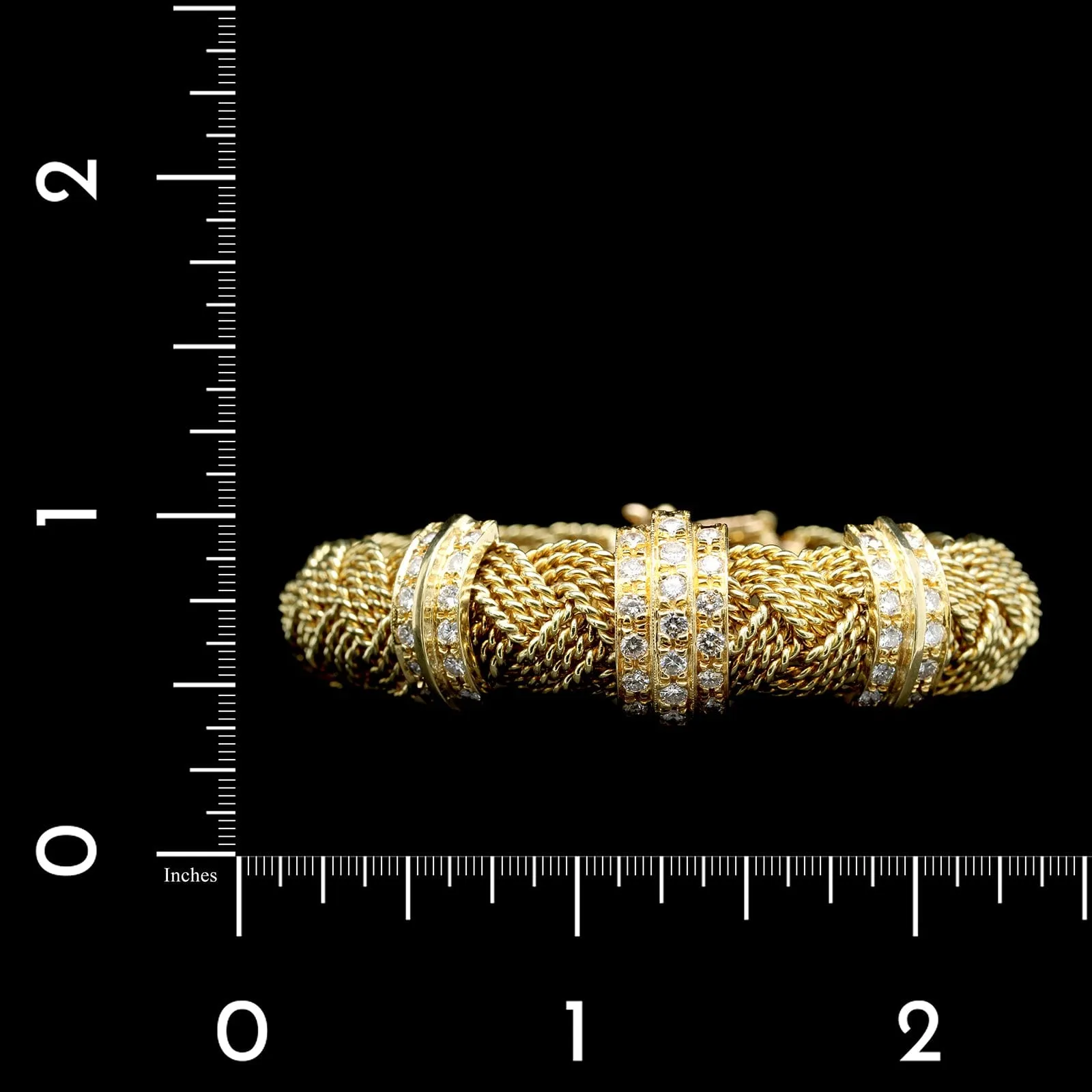 A.G.A. Correa &  Sons 18K Yellow Gold Estate Diamond Turk's Head Bracelet