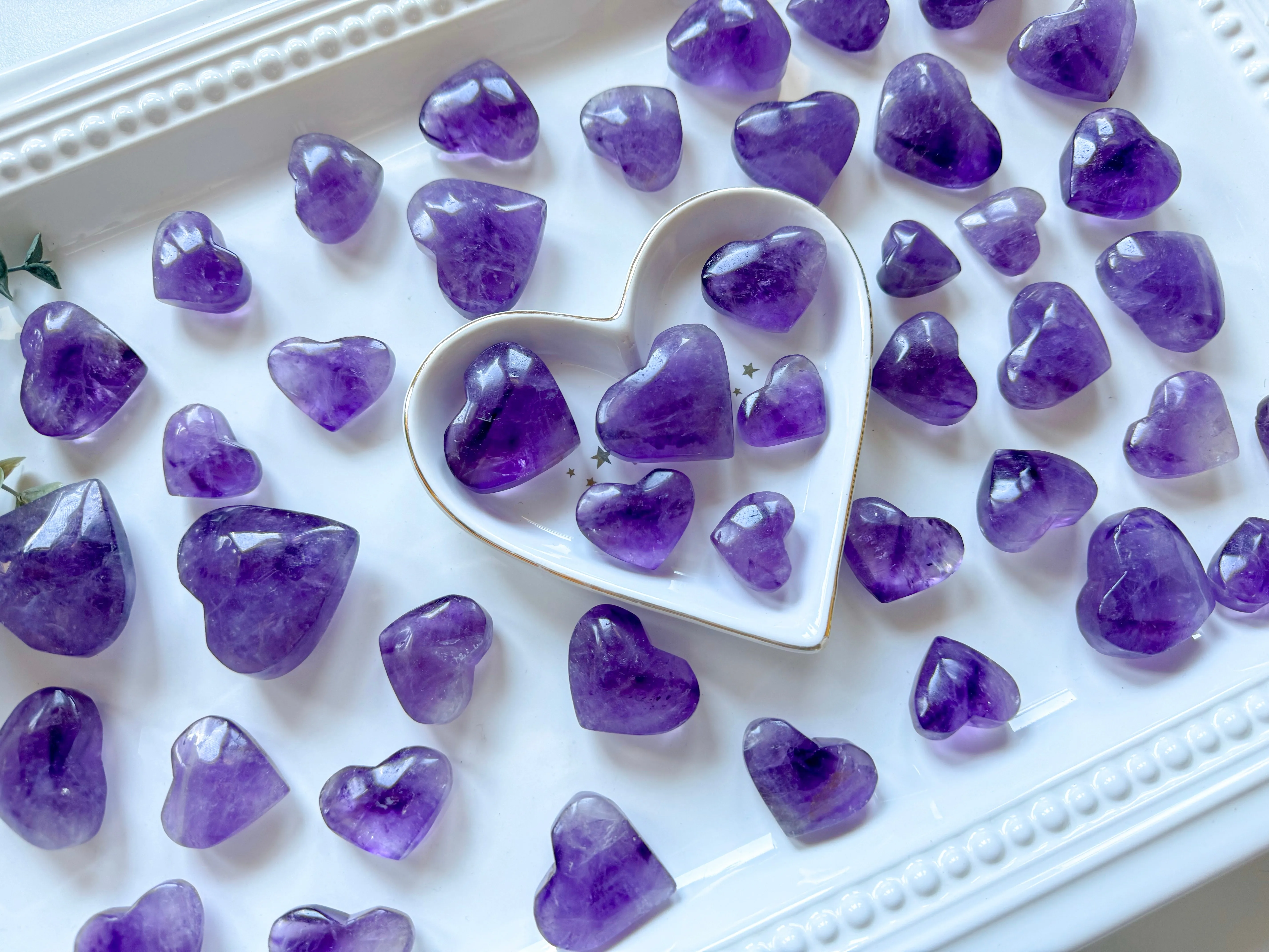 Amethyst Mini Heart Carvings