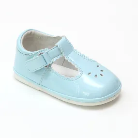 Angel Baby Girls Dottie Scalloped T-Strap Mary Janes - Patent Sky Blue