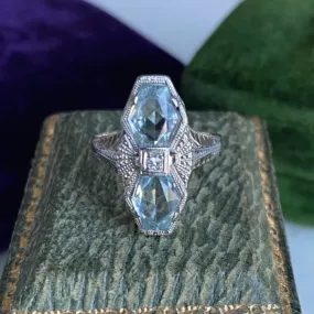 Art Deco Aquamarine Dinner Ring