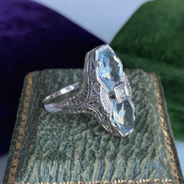 Art Deco Aquamarine Dinner Ring