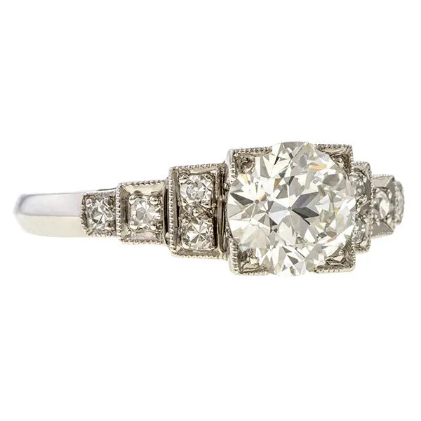 Art Deco Engagement Ring, RBC 0.86ct.