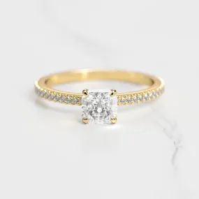 Asscher Full Pave Tapered Diamond Ring