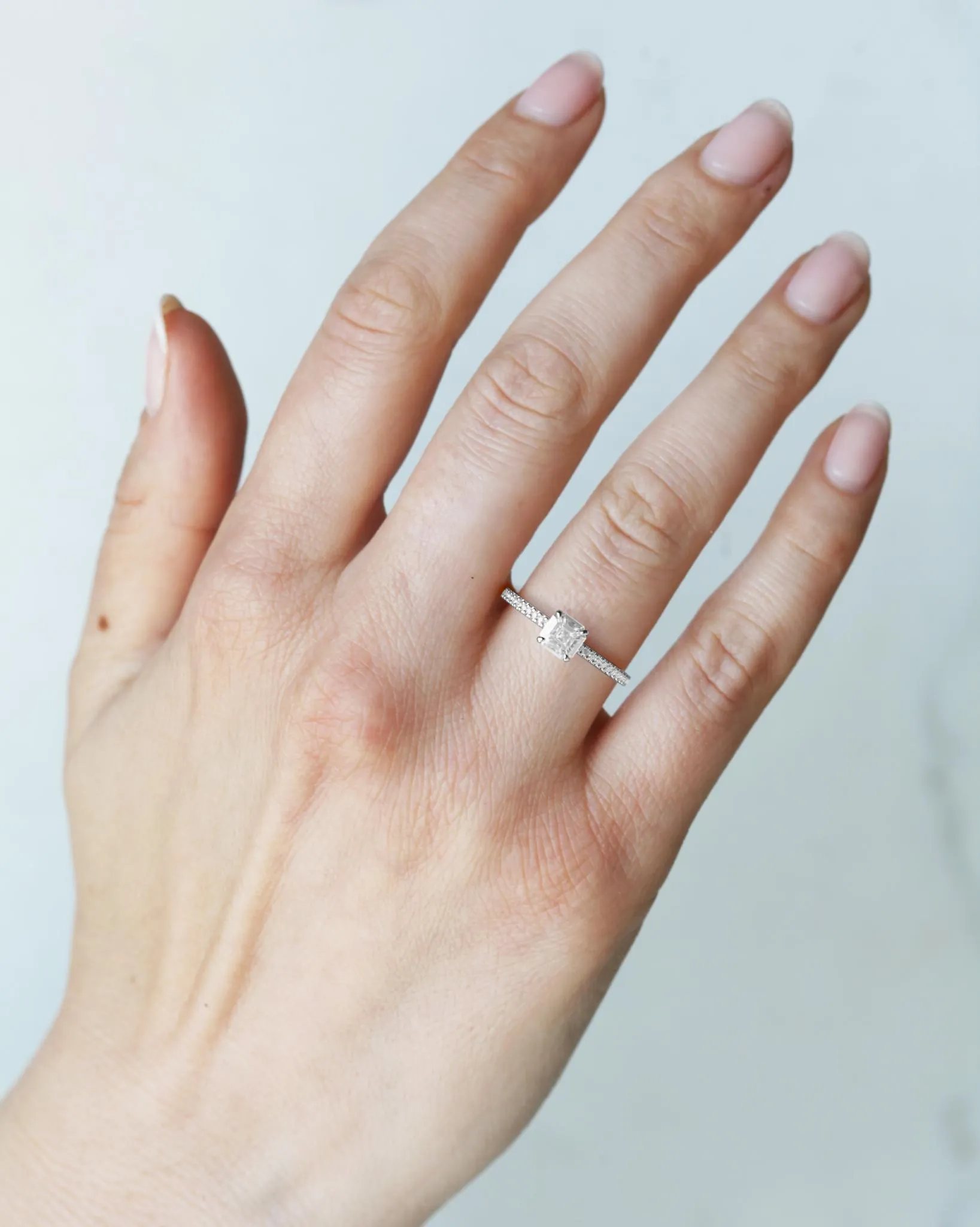 Asscher Full Pave Tapered Diamond Ring