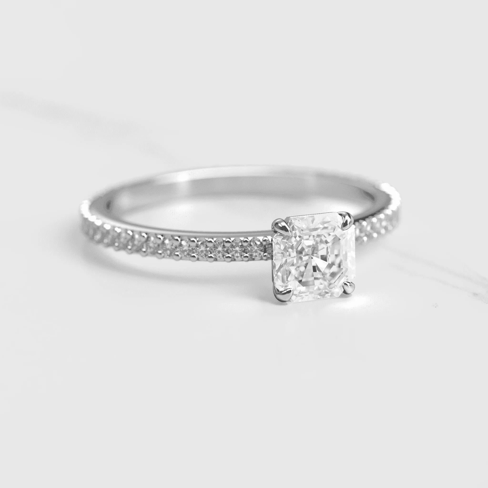 Asscher Full Pave Tapered Diamond Ring