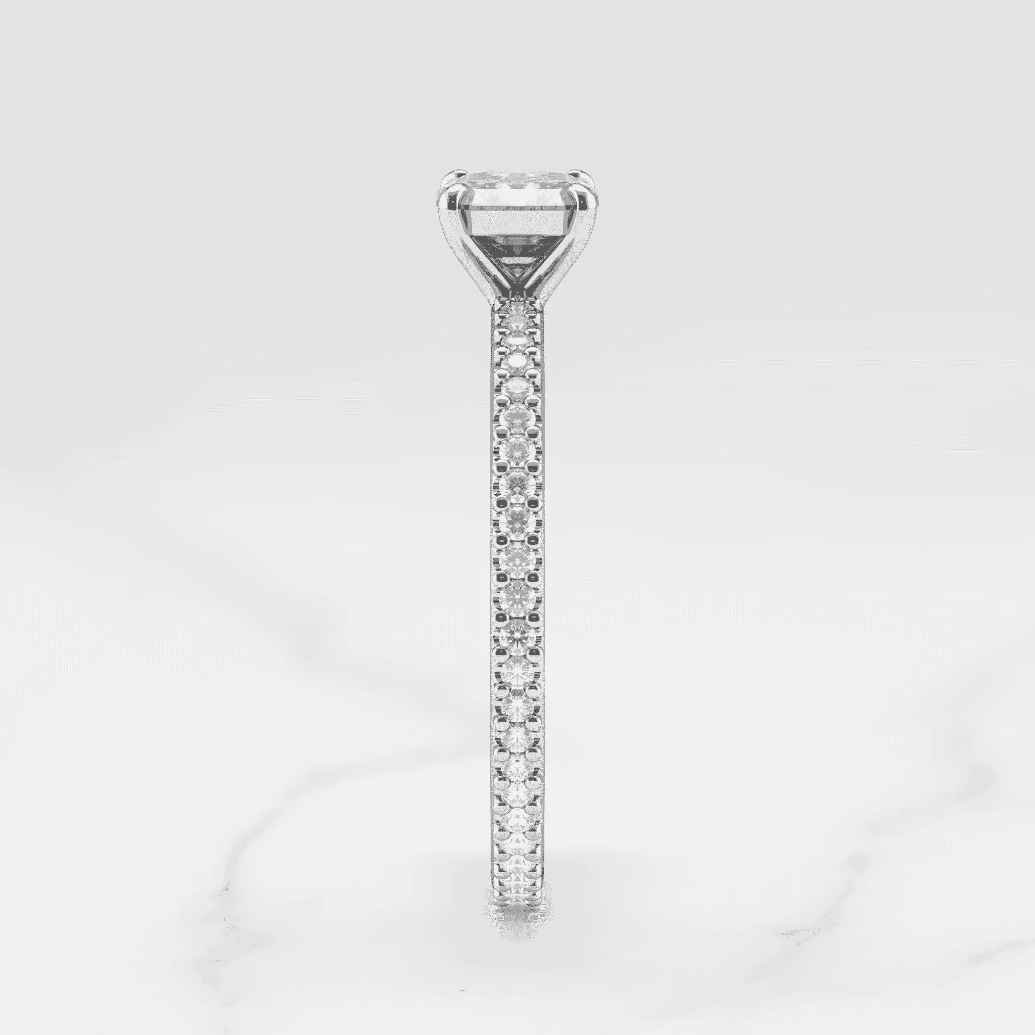 Asscher Full Pave Tapered Diamond Ring