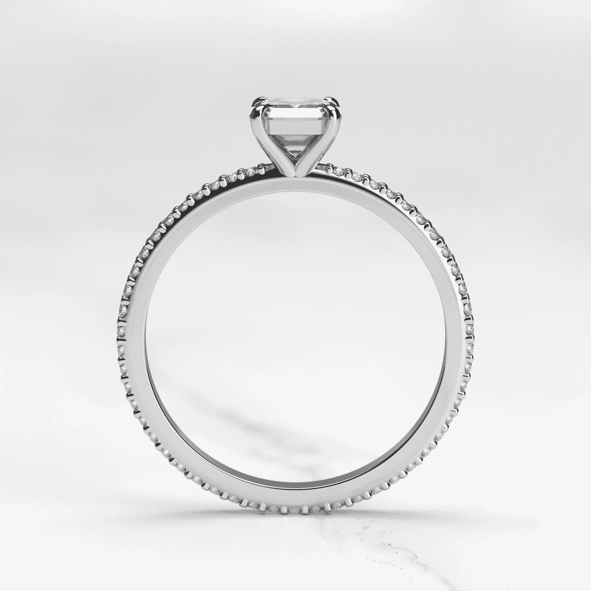 Asscher Full Pave Tapered Diamond Ring