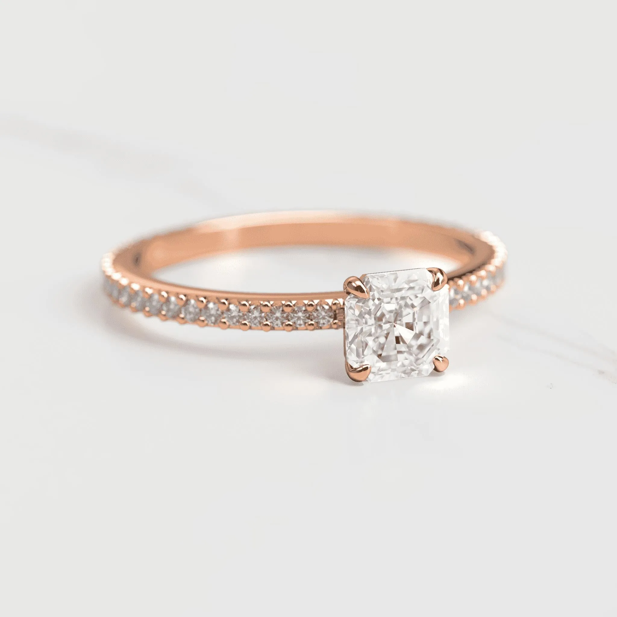 Asscher Full Pave Tapered Diamond Ring