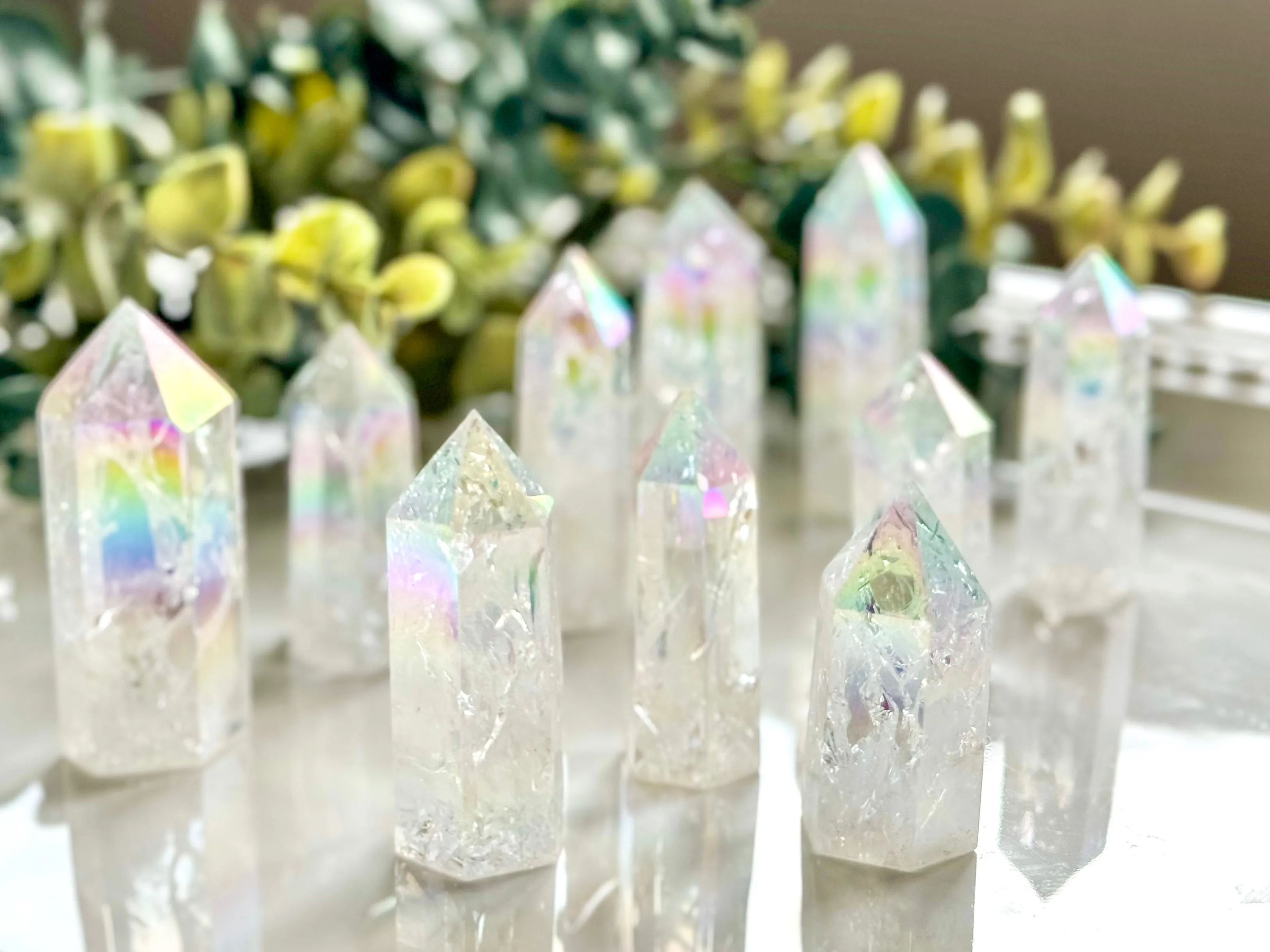 Aura Fire & Ice Crackle Quartz Points