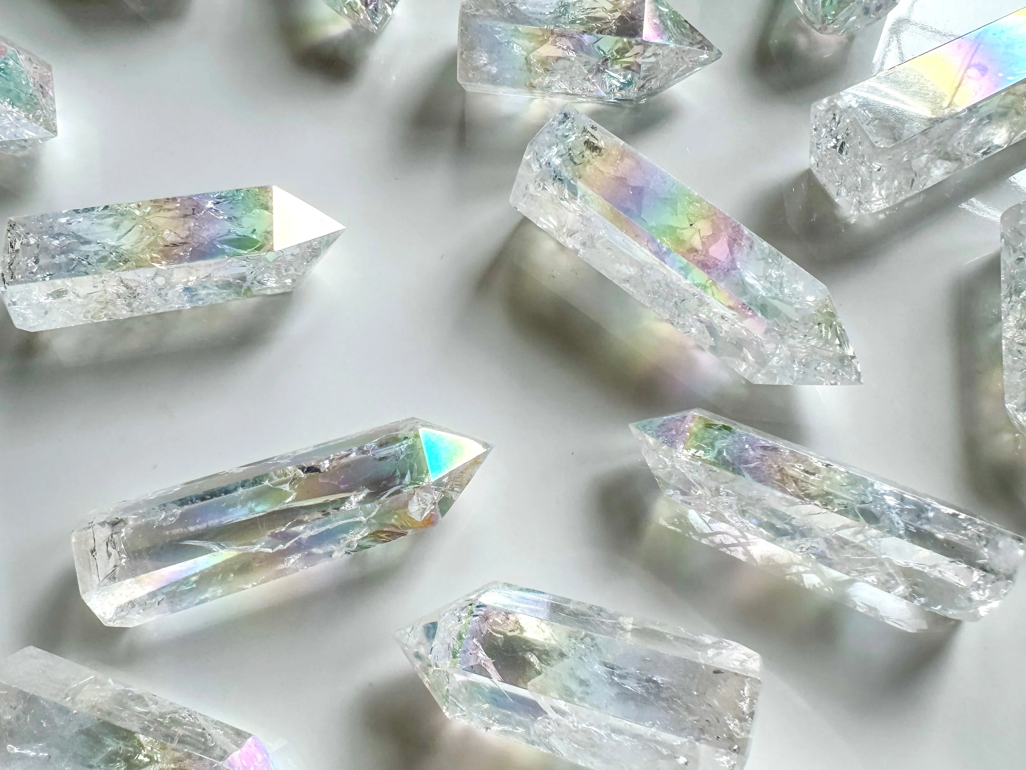 Aura Fire & Ice Crackle Quartz Points