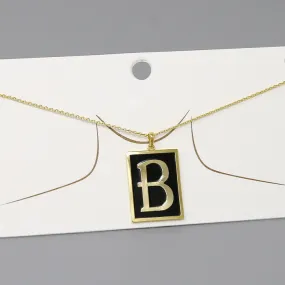 B Initial Card Pendant Gold Dipped Chain Necklace