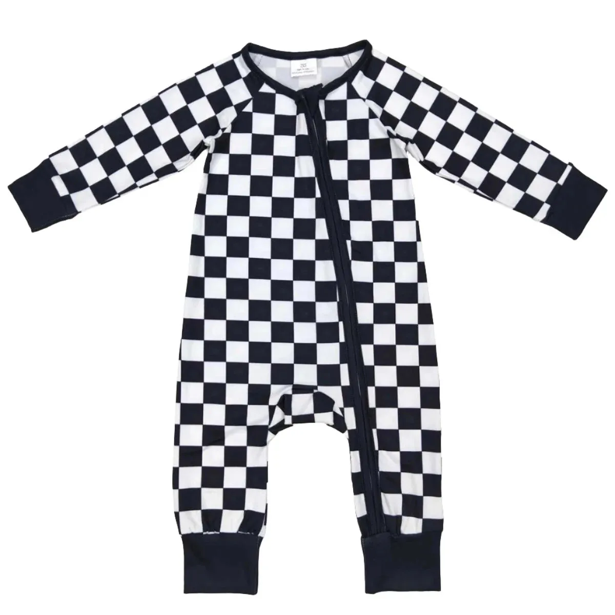 Baby Romper - Boys - Zip - Black & White Checkerboard Unisex