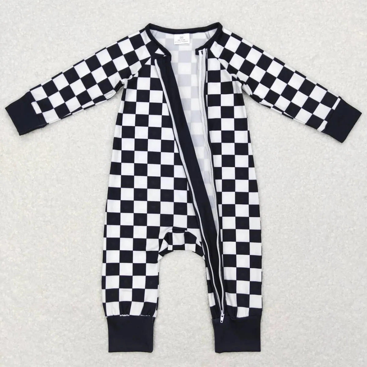 Baby Romper - Boys - Zip - Black & White Checkerboard Unisex