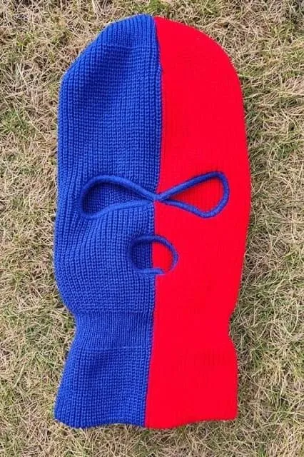 Blue And Red Three Holes Ski Mask