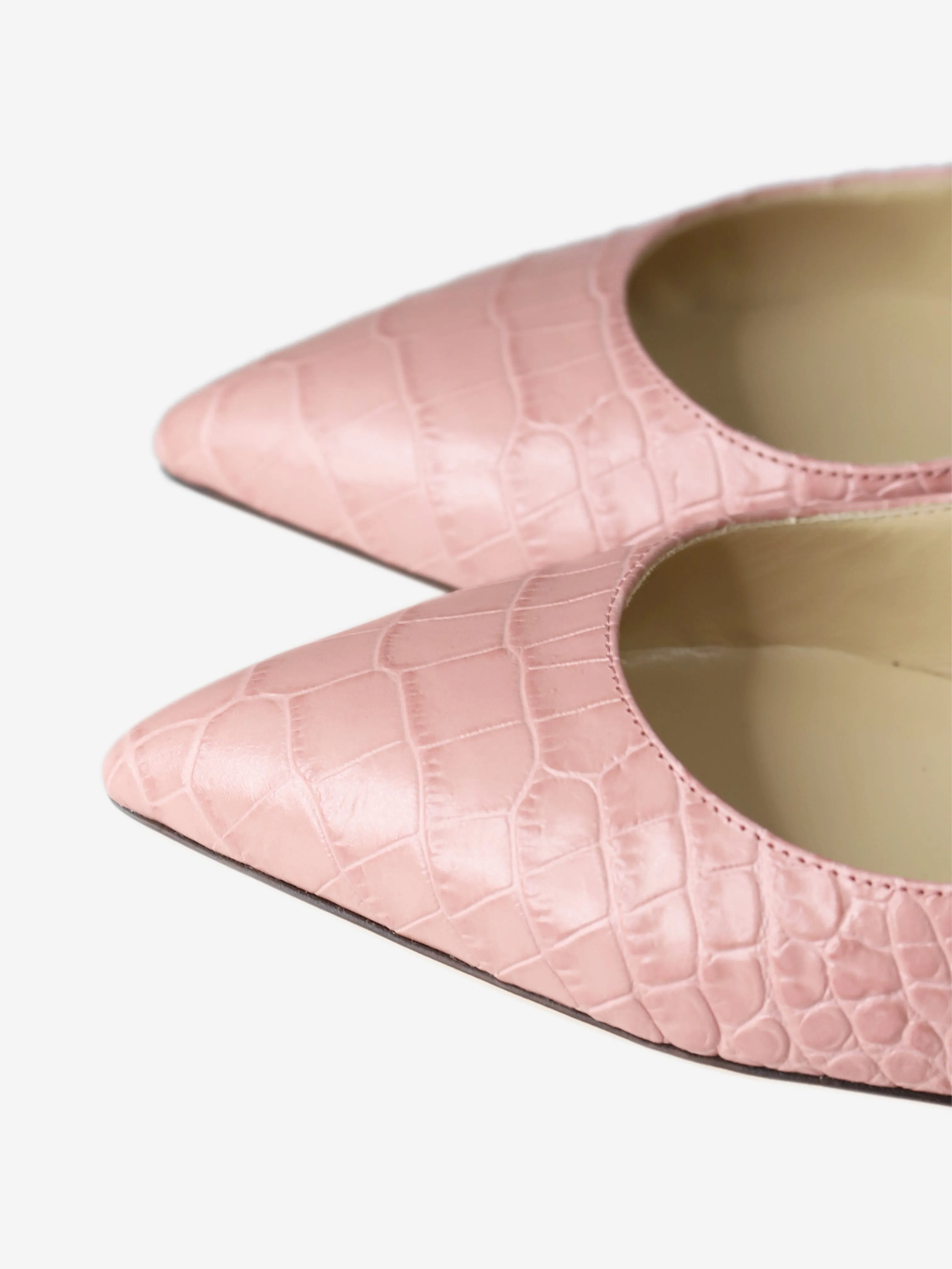 Blush pink croc-embossed slingback shoes - size EU 39.5