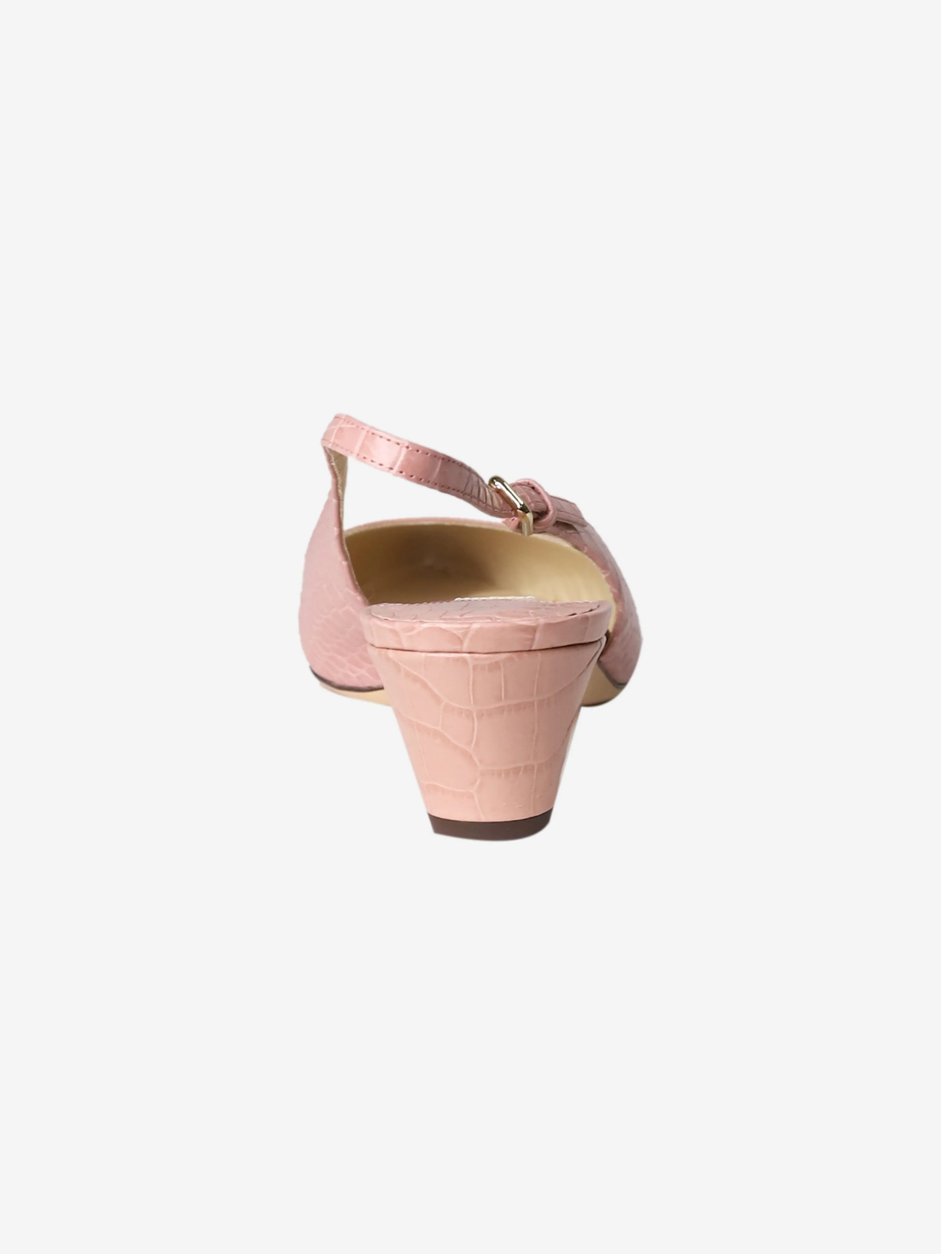 Blush pink croc-embossed slingback shoes - size EU 39.5