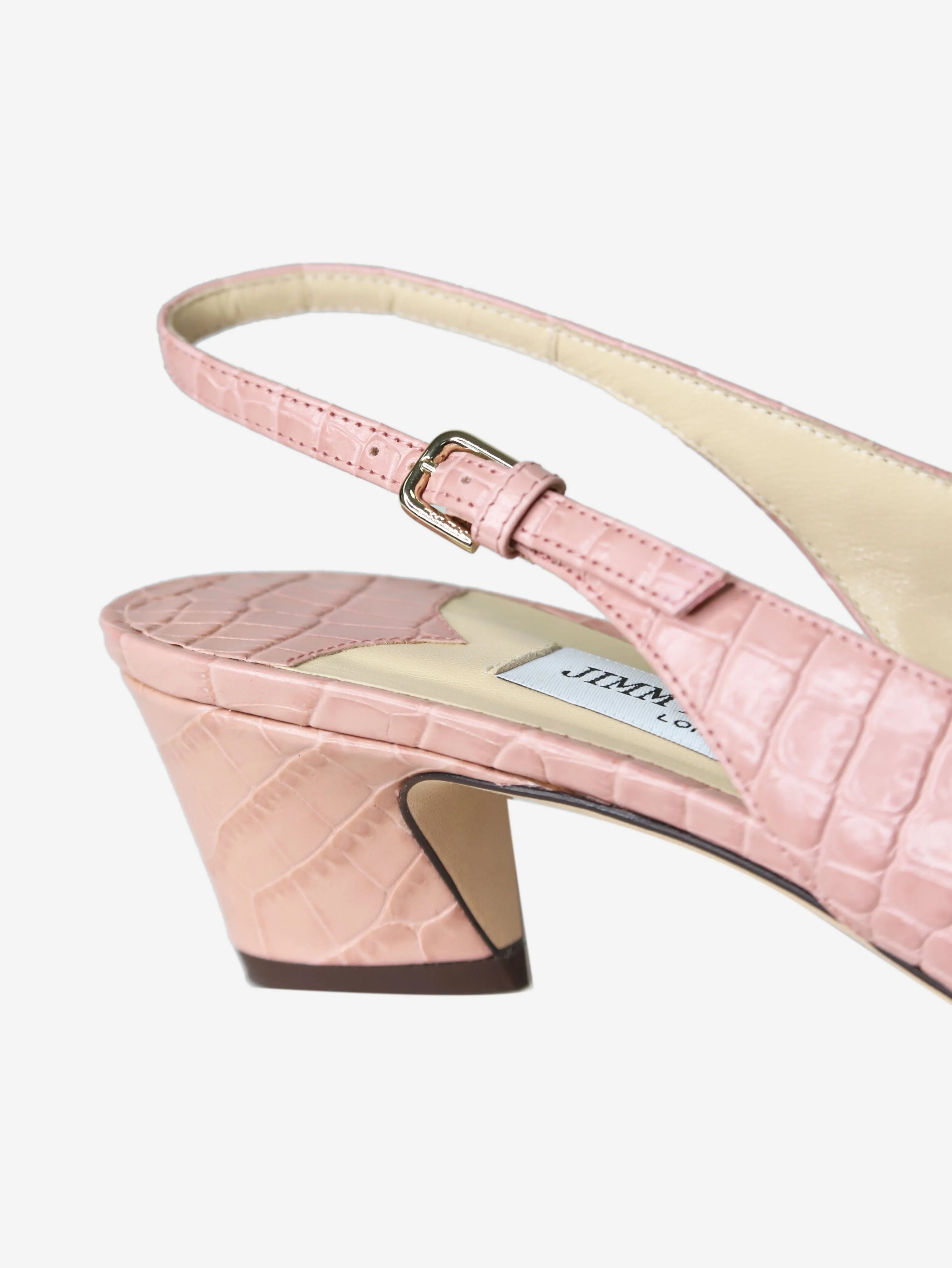 Blush pink croc-embossed slingback shoes - size EU 39.5