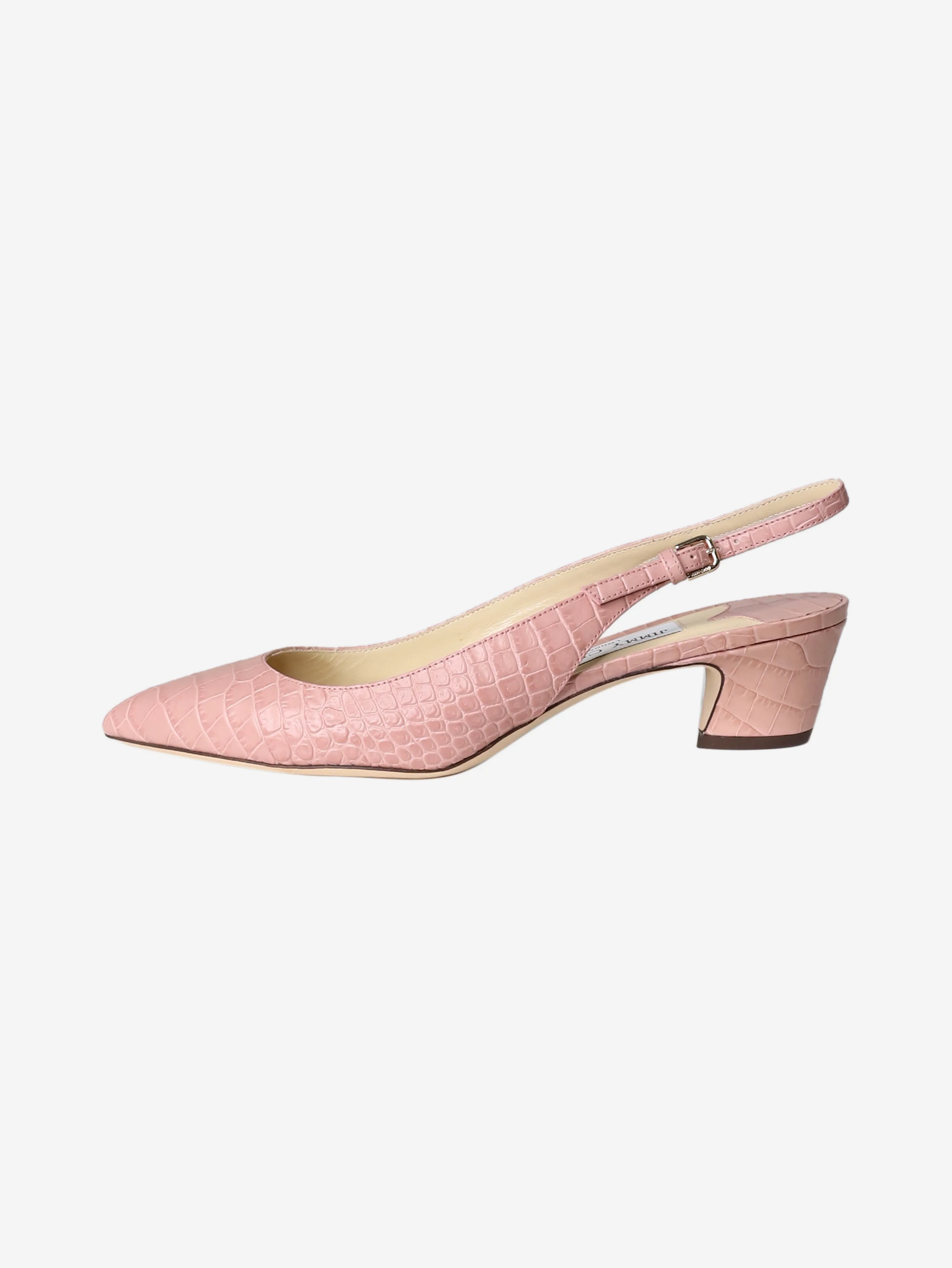 Blush pink croc-embossed slingback shoes - size EU 39.5