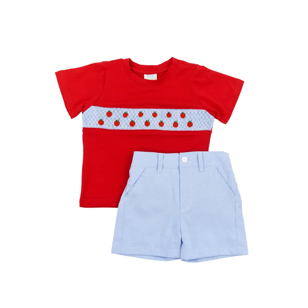 Boys Smocked Apples Short Set