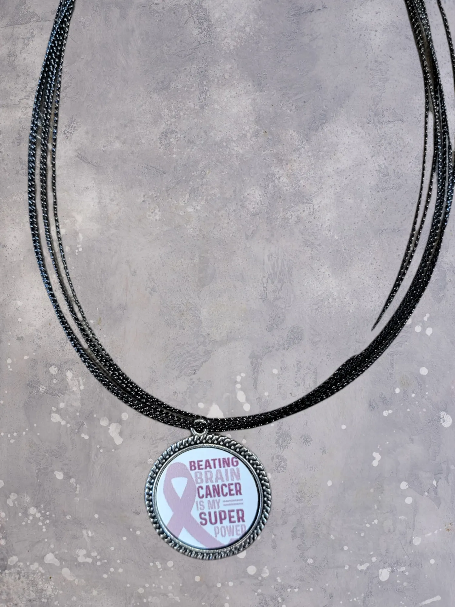 Brain Cancer Awareness Pendant Necklace - Go Gray Charity Necklace