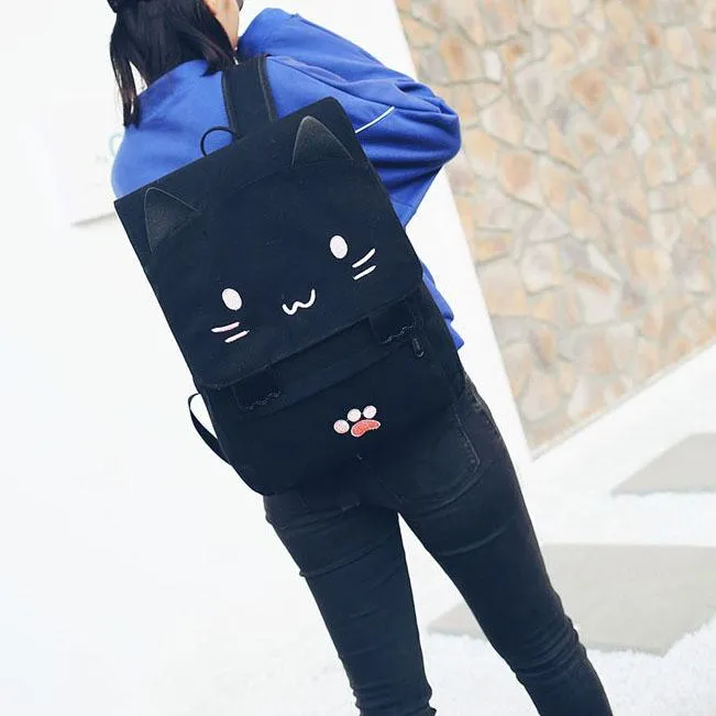 Cat Ears Canvas Backpack SD00730