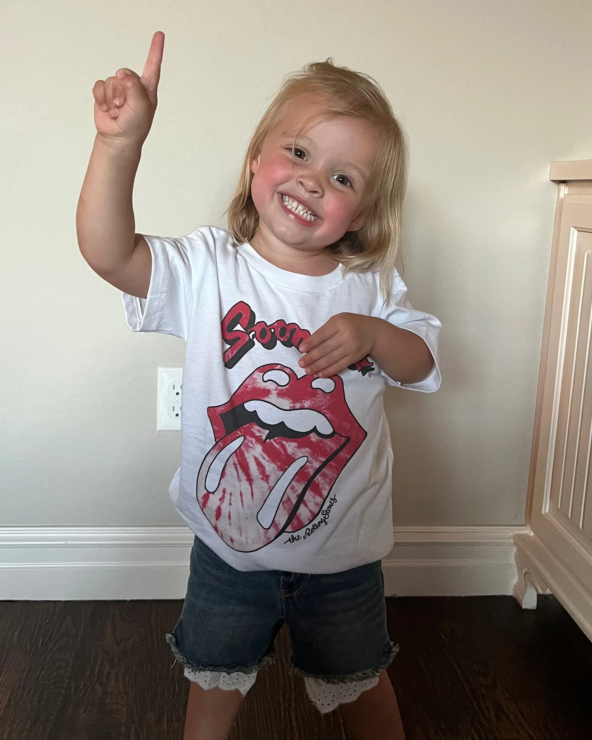 Children's Rolling Stones Sooners Tie Dye Lick White Tee