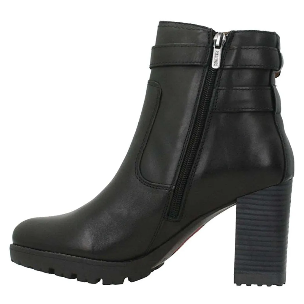 Connelly Calfskin Leather Women's Block Heeled Zip Up Ankle Boots