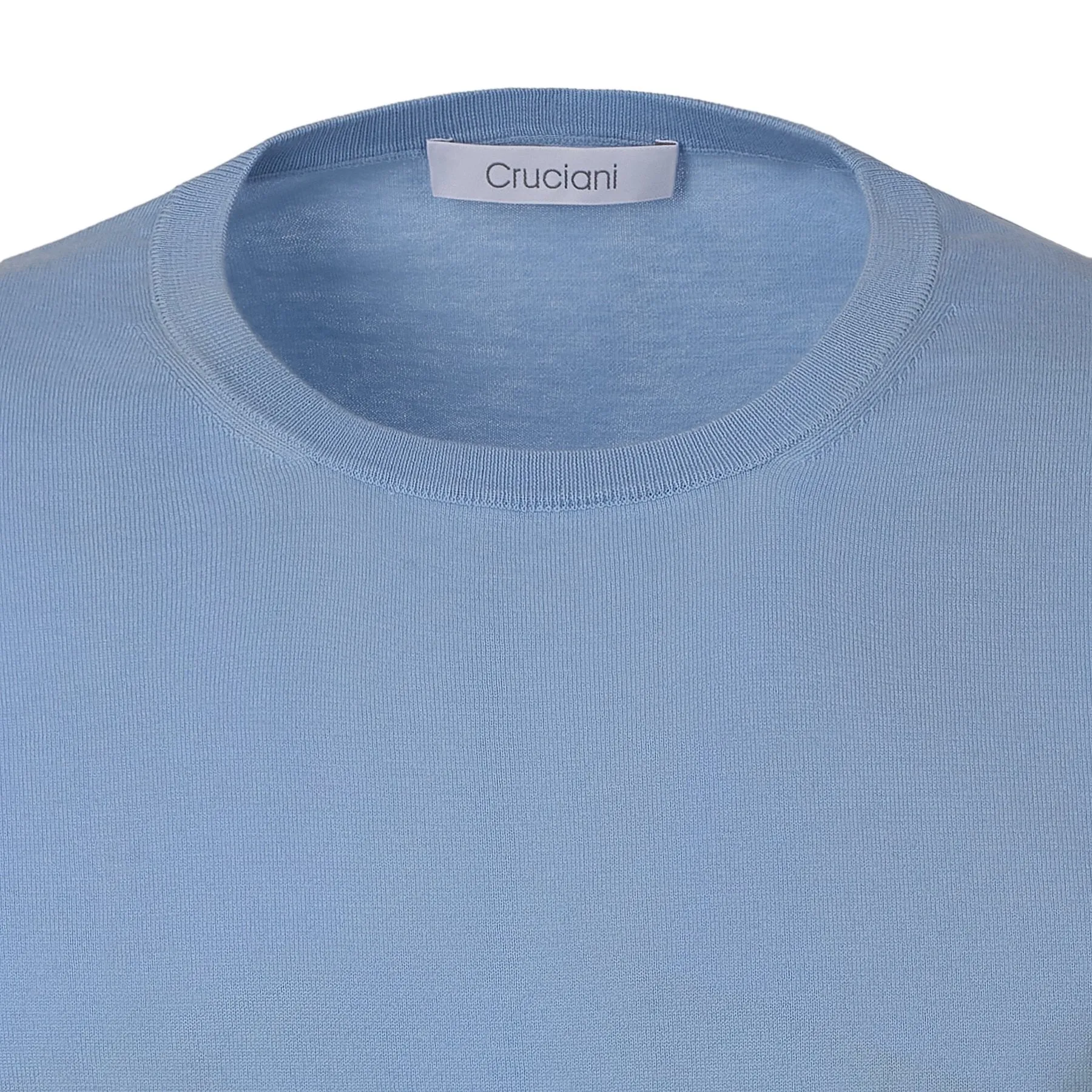 Crew-Neck Cotton Light Blue T-Shirt