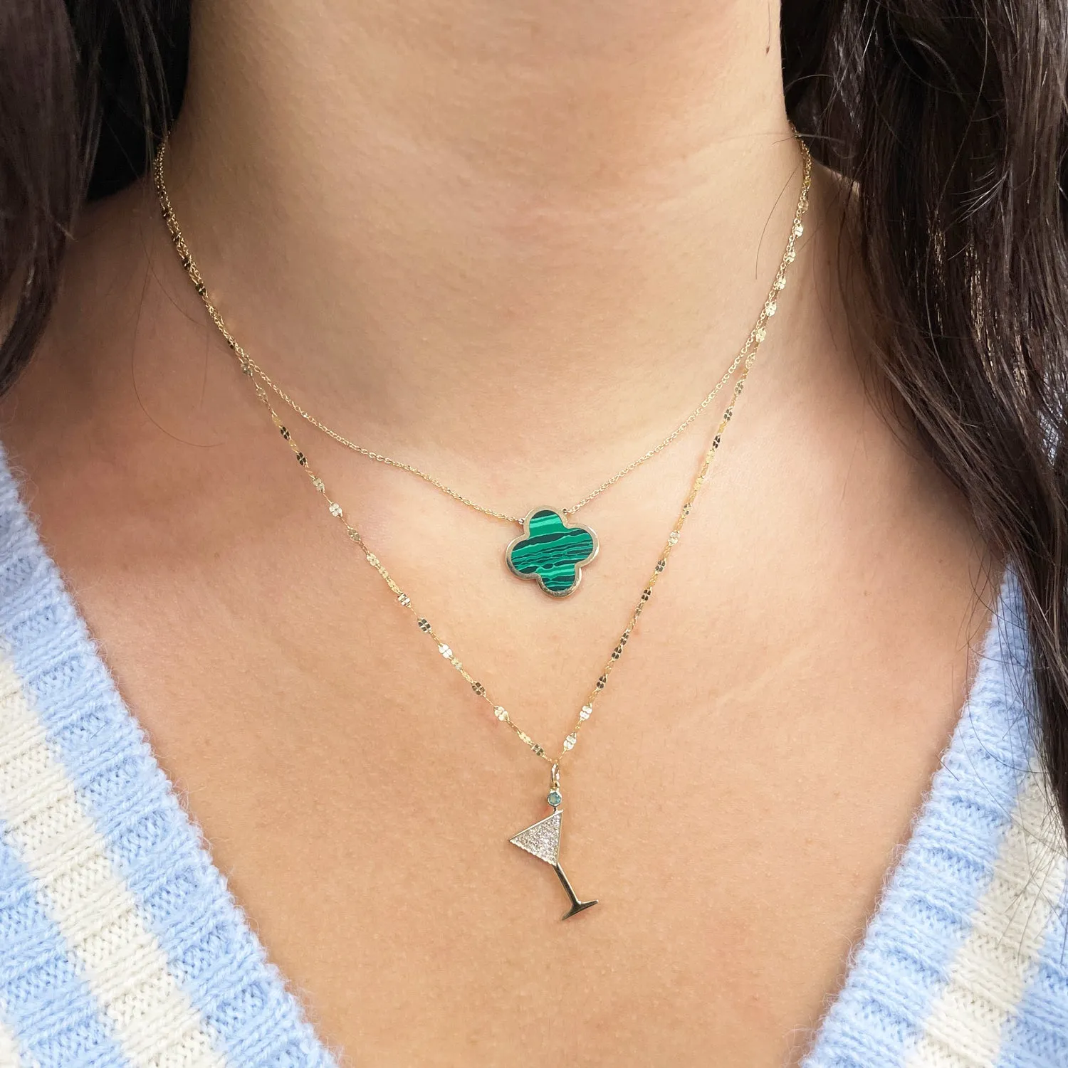 Diamond and Emerald Martini Charm