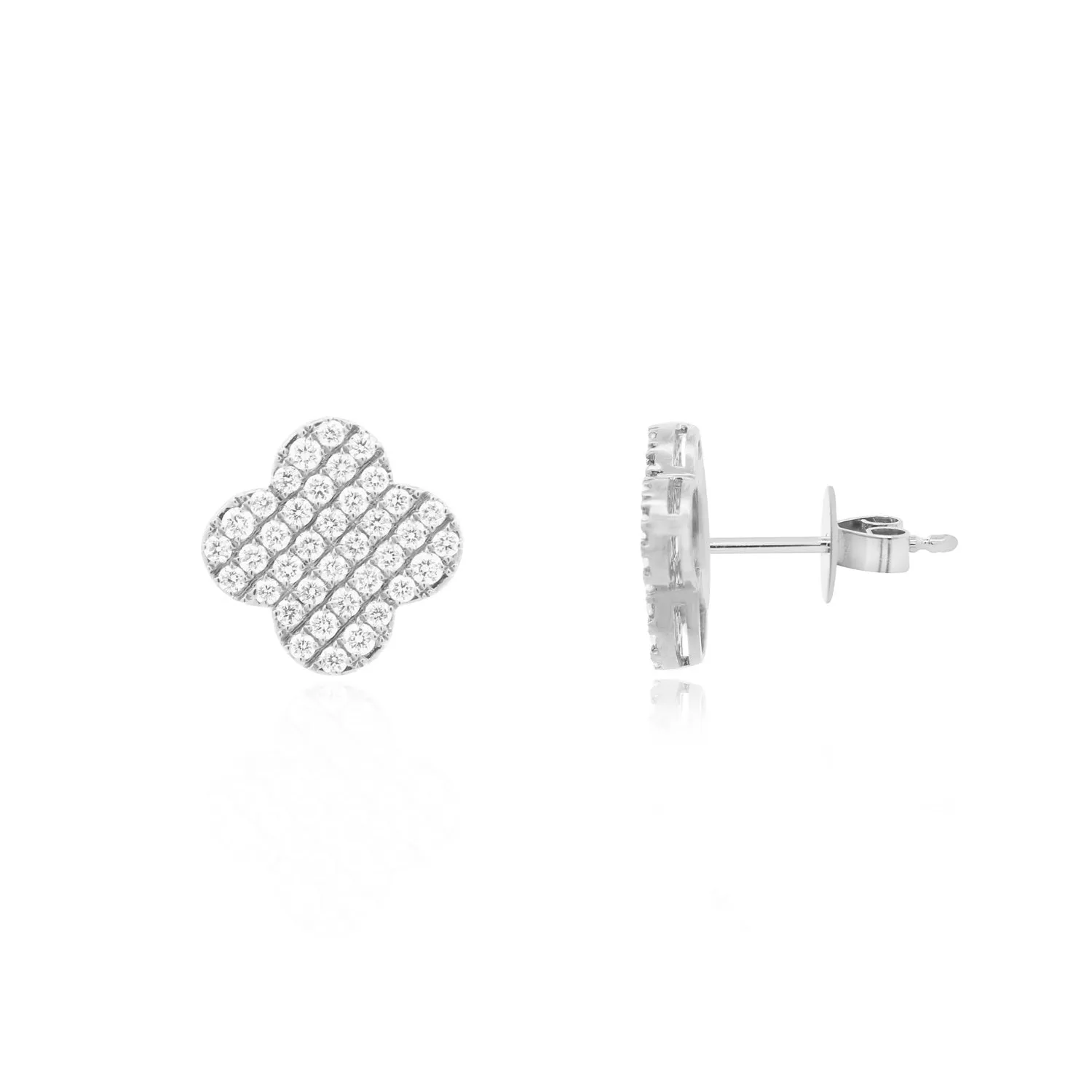 Diamond Clover Stud Earrings