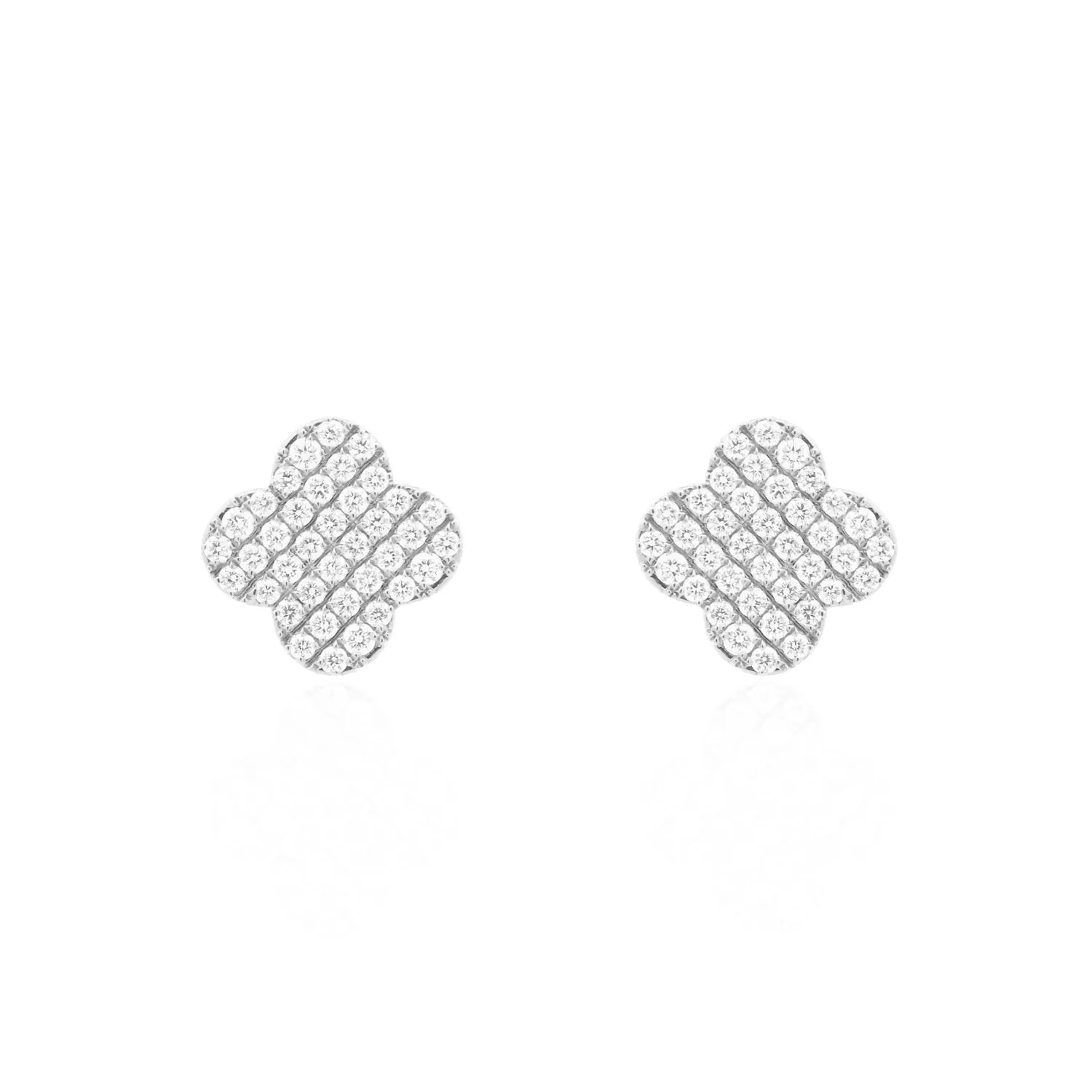 Diamond Clover Stud Earrings